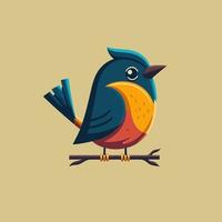 ilustración de vector animal de dibujos animados de pájaro pequeño lindo para logotipo o icono de mascota