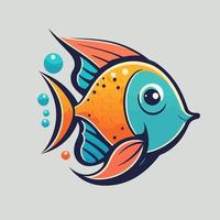 pez lindo en ilustración vectorial de dibujos animados animal marino para icono de logotipo o mascota vector