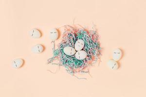 Eggs on a pink background. photo