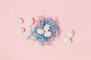 Eggs on a pink background. photo