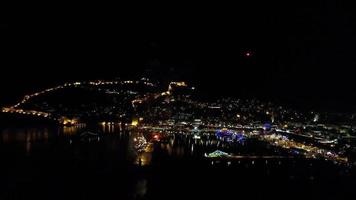 new year celebration fireworks view with aerial drone video