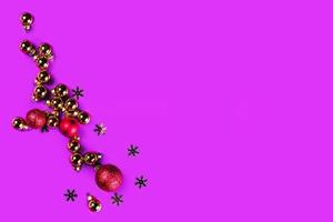 Purple background with christmas balls. photo