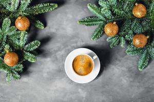 Morning coffee composition. Christmas picture. photo