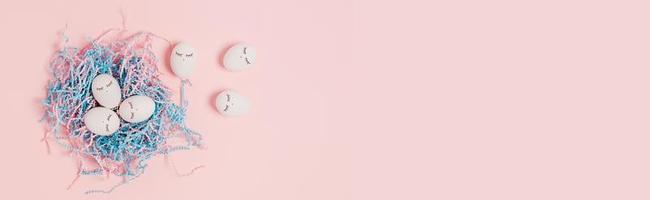 Eggs on a pink background. photo