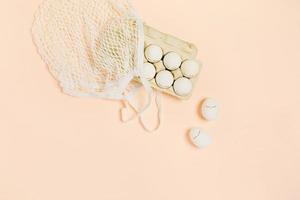 Eggs on a pink background. photo