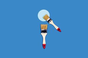 Brushes on a blue background. photo