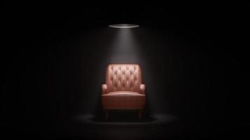 3D rendering vintage chair in a dark room photo