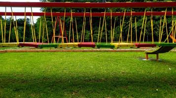colorful bridge on children's playground, outdoor recreation photo