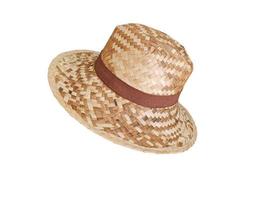 Straw hat isolated in the studio. Concept of fashion accessory and beach vacation. photo