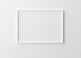 Blank horizontal picture frame on white background. Template, mock up for your picture or poster. Copy space. 3D rendering. photo