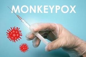 Illustration of monkeypox vaccine. Infectious disease caused by the monkey pox virus. Multi-country outbreak, the new cases. Viral zoonotic disease, dangerous infection. photo