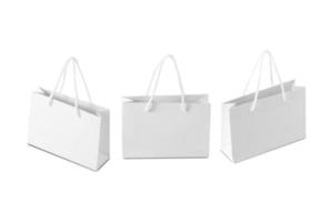 Set of White shopping bag isolated on white background with clipping path photo