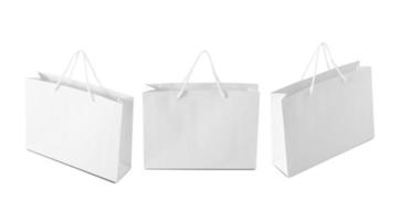 Set of White shopping bag isolated on white background with clipping path photo