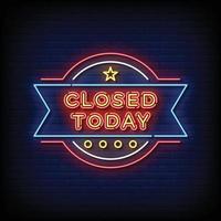 neon sign closed today with brick wall background vector illustration