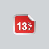 13 discount, Sales Vector badges for Labels, , Stickers, Banners, Tags, Web Stickers, New offer. Discount origami sign banner.