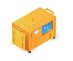 Flat isometric illustration of portable power generator concept vector