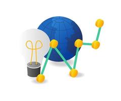 Flat 3d isometric concept analytic earth idea illustration vector