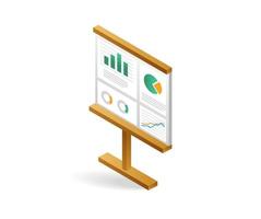 Flat 3d concept isometric illustration of business analysis board vector