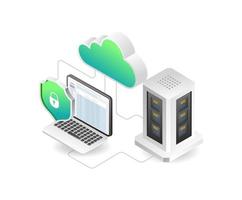 flat isometric concept of server computer analytics illustration vector