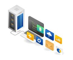 Isometric flat illustration of the concept of creating a web application vector