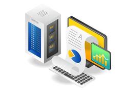 Concept inometric illustration of cloud server data analysis vector