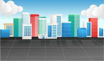 concepto plano 3d ilustración isométrica perspectiva del paisaje calle de la ciudad moderna vector