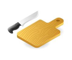 Concept flat 3d isometric illustration of knife with cutting board kitchen tool vector