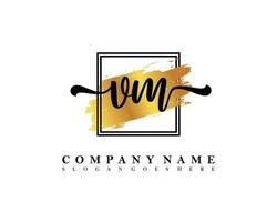 VM Initial handwriting logo concept vector