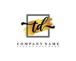 TD Initial handwriting logo concept vector