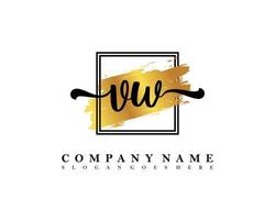 VW Initial handwriting logo concept vector