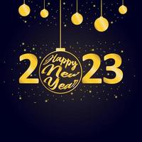 Happy new year 2023 with gold. Free Vector