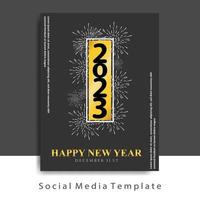 Happy New Year 2023. Social Media Template. Free Vector