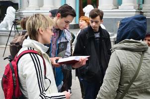 KHARKOV, UKRAINE - MAY 17, 2017 Discussions between the organization of Nazis and patriots against activists of the first LGBT action in Kharkov photo