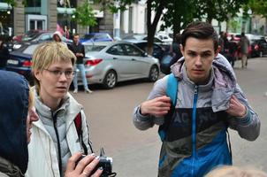 KHARKOV, UKRAINE - MAY 17, 2017 Discussions between the organization of Nazis and patriots against activists of the first LGBT action in Kharkov photo