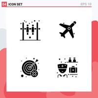 Pack of 4 Modern Solid Glyphs Signs and Symbols for Web Print Media such as bar mistake ecommerce shopping wrong Editable Vector Design Elements