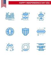 Happy Independence Day Pack of 9 Blues Signs and Symbols for american celebration fries bird sign Editable USA Day Vector Design Elements
