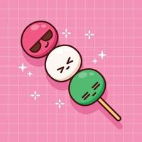 linda ilustración de postre japonés dango en diseño plano vector