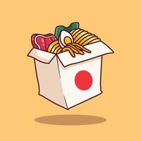 linda ilustración de fideos ramen en diseño plano vector