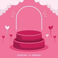 valentine day sale background with podium in flat design vector