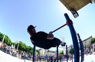 KHARKIV, UKRAINE - 27 MAY, 2018 Street workout show during the annual festival of street cultures photo