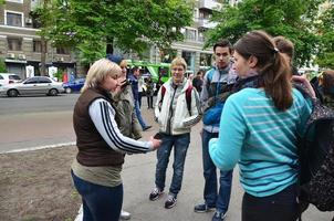 KHARKOV, UKRAINE - MAY 17, 2017 Discussions between the organization of Nazis and patriots against activists of the first LGBT action in Kharkov photo
