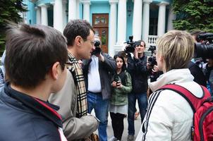 KHARKOV, UKRAINE - MAY 17, 2017 Discussions between the organization of Nazis and patriots against activists of the first LGBT action in Kharkov photo