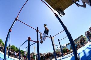 KHARKIV, UKRAINE - 27 MAY, 2018 Street workout show during the annual festival of street cultures photo