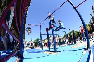 KHARKIV, UKRAINE - 27 MAY, 2018 Street workout show during the annual festival of street cultures photo