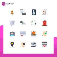 16 iconos creativos signos y símbolos modernos de la barra de gráficos de grado de pasatiempos de tarjetas paquete editable de elementos de diseño de vectores creativos