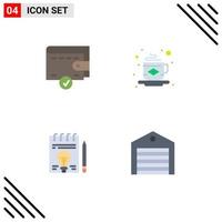 4 Thematic Vector Flat Icons and Editable Symbols of complete bulb breakfast flag delivery Editable Vector Design Elements