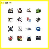 paquete de iconos de vector de stock de 16 signos y símbolos de línea para verduras de miel cuesta pimientos persona elementos de diseño de vector creativo editable