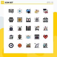 25 Universal Filled line Flat Colors Set for Web and Mobile Applications valentine smiley faces connection avatar management Editable Vector Design Elements