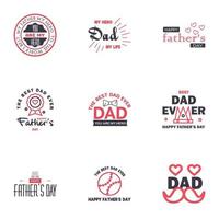 Set of fathers day 9 Black and Pink design elements Editable Vector Design Elements