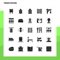 25 conjunto de iconos de estación de tren plantilla de ilustración de vector de icono de glifo sólido para ideas web y móviles para empresa comercial